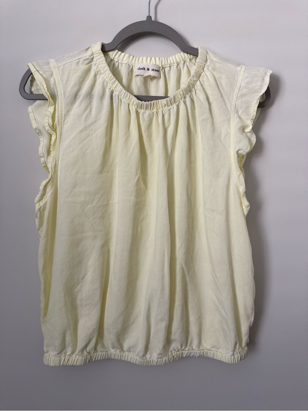 cloth & stone Light Yellow Ruffle Cap Sleeve Top